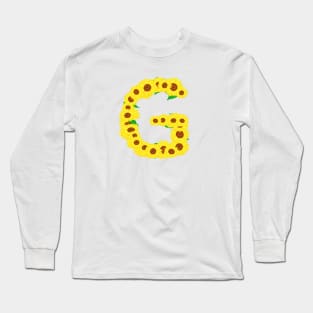 Sunflowers Initial Letter G (White Background) Long Sleeve T-Shirt